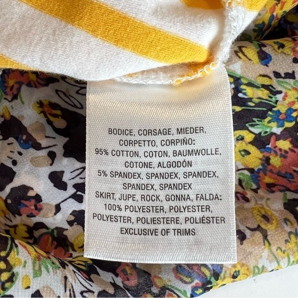 Anthropologie  Postmate Sleeveless Yellow White Stripe Floral Trim Sz Small Tank - Picture 8 of 10